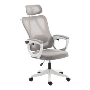 Офис стол за директор Exeter бял - мрежесто сив 50X58X119-129СМ