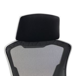 Офис стол с поставка за крака Meton бял - мрежа черен 48X60X118-128СМ