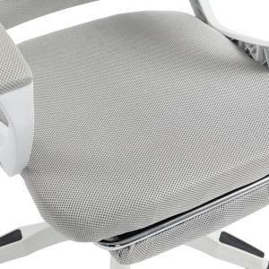 Офис стол с поставка за крака Meton бял - мрежесто сив 48X60X118-128СМ