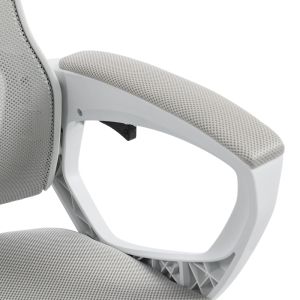 Офис стол с поставка за крака Meton бял - мрежесто сив 48X60X118-128СМ
