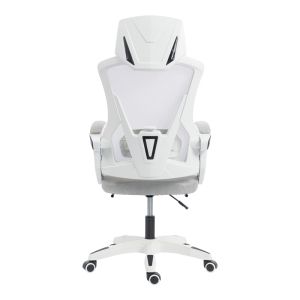 Офис стол с поставка за крака Meton бял - мрежесто сив 48X60X118-128СМ
