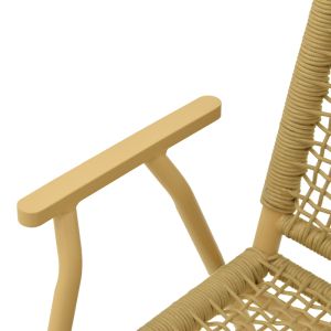 Wicker armchair, stackable, made of aluminum and polyethylene rope, beige, 57X63X86 cm