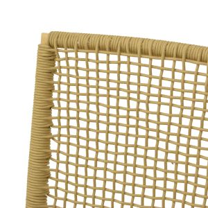 Wicker armchair, stackable, made of aluminum and polyethylene rope, beige, 57X63X86 cm