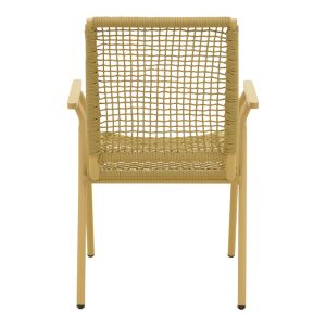Wicker armchair, stackable, made of aluminum and polyethylene rope, beige, 57X63X86 cm