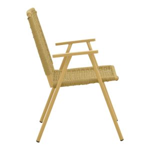 Wicker armchair, stackable, made of aluminum and polyethylene rope, beige, 57X63X86 cm