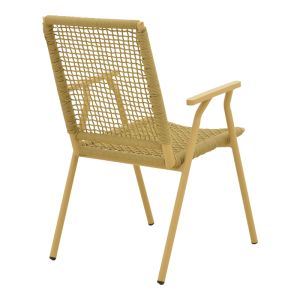 Wicker armchair, stackable, made of aluminum and polyethylene rope, beige, 57X63X86 cm