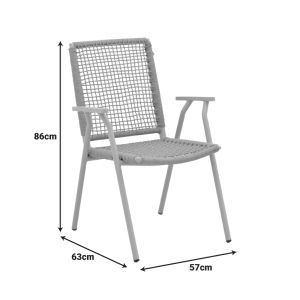 Wicker armchair, stackable, made of aluminum and polyethylene rope, beige, 57X63X86 cm