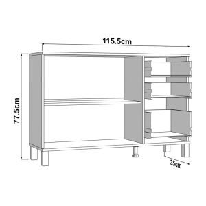 Скрин 115 3K3F2V цвят артисан дъб 116X35X78СМ