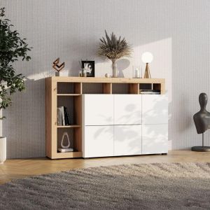Скрин-бокс Argyll 154 3K2F1V Op бял с цвят на дъб Artisan 155X40X100СМ