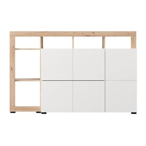 Скрин-бокс Argyll 154 3K2F1V Op бял с цвят на дъб Artisan 155X40X100СМ