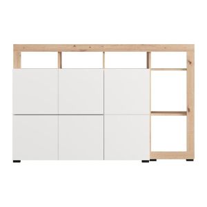 Скрин-бокс Argyll 154 3K2F1V Op бял с цвят на дъб Artisan 155X40X100СМ