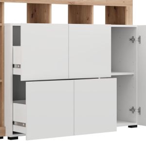 Скрин-бокс Argyll 154 3K2F1V Op бял с цвят на дъб Artisan 155X40X100СМ