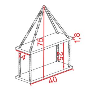 Стенна етажерка MARQ0UIS с плотове от масивно дърво 40X14X75CM
