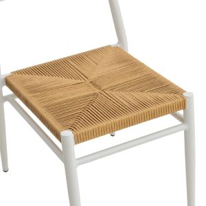 Giardino chair, stackable, aluminum in white - Pe rattan in natural shade 45X56X82CM