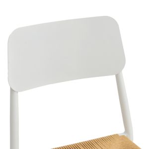 Giardino chair, stackable, aluminum in white - Pe rattan in natural shade 45X56X82CM
