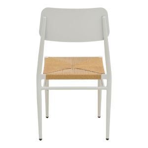 Giardino chair, stackable, aluminum in white - Pe rattan in natural shade 45X56X82CM