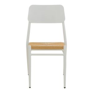 Giardino chair, stackable, aluminum in white - Pe rattan in natural shade 45X56X82CM