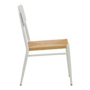 Giardino chair, stackable, aluminum in white - Pe rattan in natural shade 45X56X82CM