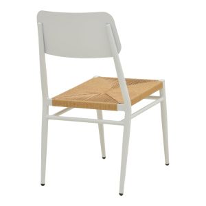 Giardino chair, stackable, aluminum in white - Pe rattan in natural shade 45X56X82CM