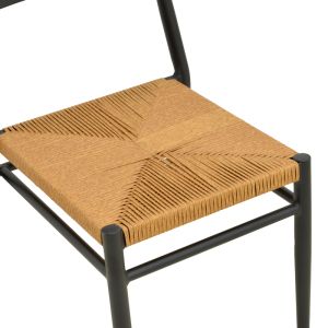 Giardino chair, stackable, aluminum in black - Pe rattan in natural shade 45X56X82CM