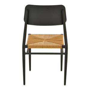 Giardino chair, stackable, aluminum in black - Pe rattan in natural shade 45X56X82CM
