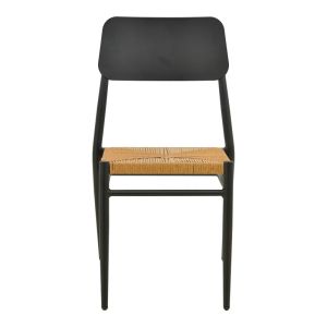 Giardino chair, stackable, aluminum in black - Pe rattan in natural shade 45X56X82CM