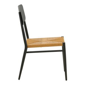 Giardino chair, stackable, aluminum in black - Pe rattan in natural shade 45X56X82CM