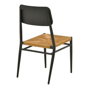Giardino chair, stackable, aluminum in black - Pe rattan in natural shade 45X56X82CM