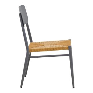 Giardino chair, stackable aluminum in anthracite -pe rattan in natural shade 45X56X82CM