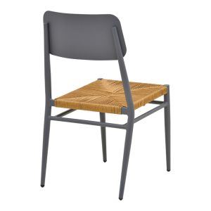 Giardino chair, stackable aluminum in anthracite -pe rattan in natural shade 45X56X82CM