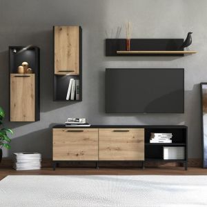 Тв шкаф - композиция Adria Artisan дъб - черен 260X40X180СМ