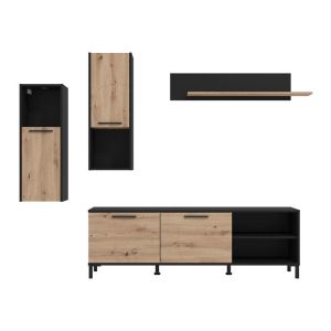 Тв шкаф - композиция Adria Artisan дъб - черен 260X40X180СМ