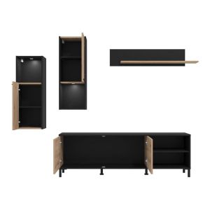 Тв шкаф - композиция Adria Artisan дъб - черен 260X40X180СМ