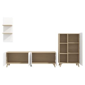 Тв шкаф - композиция Elgin Light Port дъб - бяла подложка 244X42X168СМ