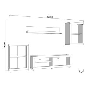 Тв шкаф - композиция Hastings, занаятчийски дъб - бял 297X35X180СМ