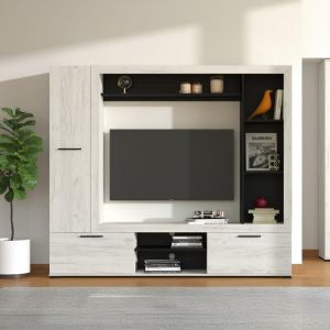 Тв шкаф - композиция Lorca бял дъб / черен 195X35X171СМ