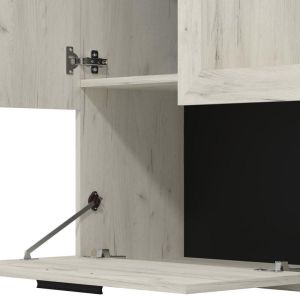 Тв шкаф - композиция Lorca бял дъб / черен 195X35X171СМ
