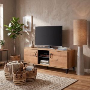 Тв шкаф Alba Artisan дъб - черен 138X40X47СМ