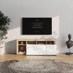 Тв шкаф Argyll Tv 154 3K 1F1V Op бял с цвят Artisan Oak 154X40X61СМ