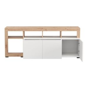 Тв шкаф Argyll Tv 154 3K 1F1V Op бял с цвят Artisan Oak 154X40X61СМ