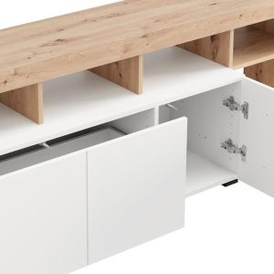 Тв шкаф Argyll Tv 154 3K 1F1V Op бял с цвят Artisan Oak 154X40X61СМ