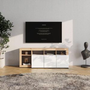 Тв шкаф Argyll Tv 154 3K3V Op бял с цвят Artisan Oak 154X40X61СМ