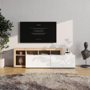 Тв шкаф Argyll Tv 192 4K2F Op бял с цвят Artisan Oak 193X40X61СМ