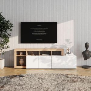 Тв шкаф Argyll Tv 192 4K4V Op бял с цвят Artisan Oak 192X40X61СМ