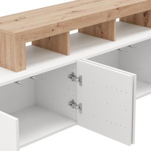 Тв шкаф Argyll Tv 192 4K4V Op бял с цвят Artisan Oak 192X40X61СМ