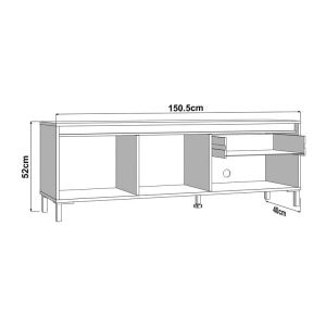 Тв шкаф Marron Tv 150 3K1F2V Artisan-матово черно 151X40X52СМ