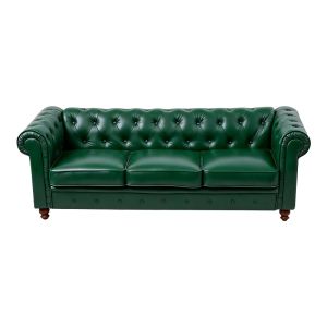 Триместен диван Chesterfield Pu кипарис 203X84X67СМ