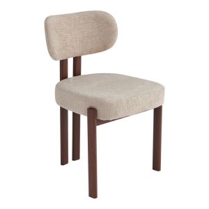 Glamor chair, beige-walnut fabric, metal legs, 53x51x81cm