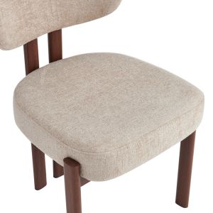 Glamor chair, beige-walnut fabric, metal legs, 53x51x81cm