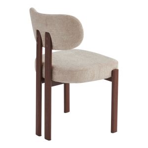 Glamor chair, beige-walnut fabric, metal legs, 53x51x81cm